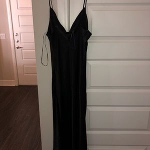 Black satin midi dress